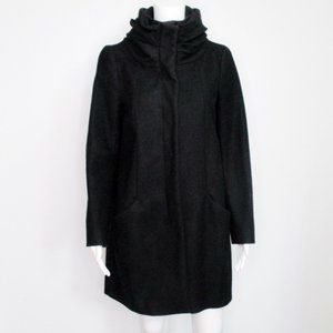 Zara Basic Funnel Neck Black Coat Medium